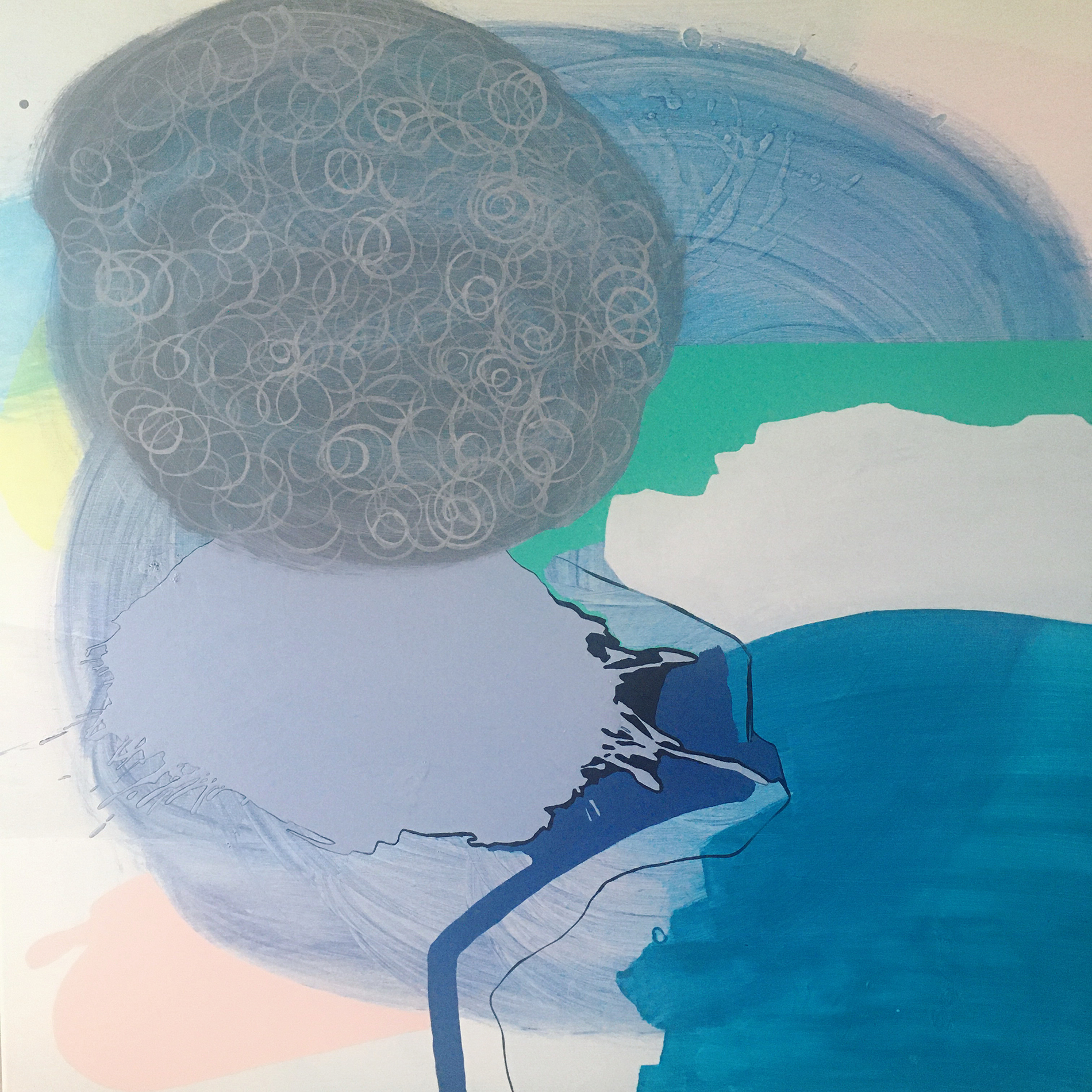 Szürke felhő, akril, vászon, 90x90 cm, 2020.